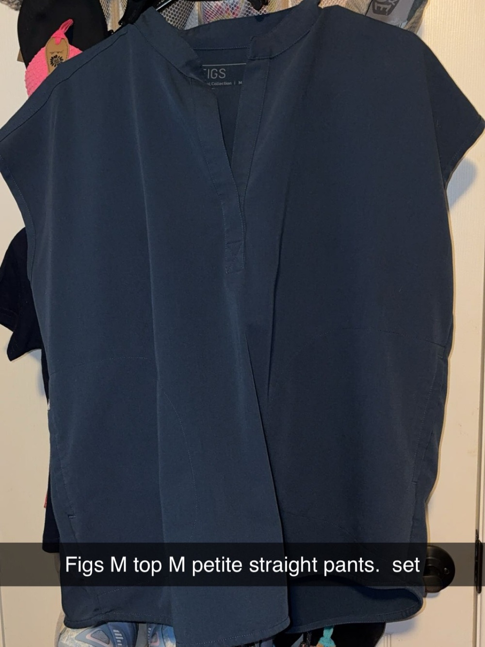 Figs Navy Split-Neck Medical Top